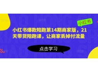 小红书爆款陪跑第14期商家版，21天带货陪跑课，让商家丢掉付