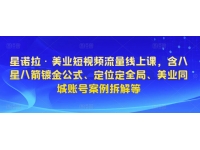 星诺拉·美业短视频流量线上课，含八星八箭镀金公式、定位定全局