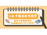蔡汶川小红书爆涨粉变现营，教你打造爆款笔记，年涨粉20w+月