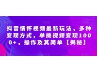 【7498期】抖音情怀视频最新玩法，多种变现方式，单挑视频变