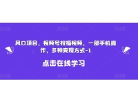 新风口项目，视频号祝福视频，一部手机操作，多种变现方式【揭秘