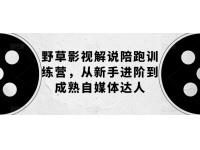 【6708期】野草影视解说陪跑训练营，从新手进阶到成熟自媒体
