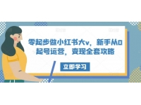 零起步做小红书大v，新手从0起号运营，变现全套攻略