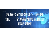 视频号直播带货0-1内训课，一个系统性的直播运营培训班