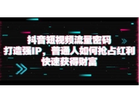 《抖音短视频流量密码》打造强IP，普通人如何抢占红利，快速获