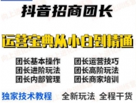 《抖音招商团长课程》从小白到精通，全新玩法，全程干货