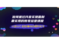 如何通过抖音实现盈利《最实用的账号运营课程》从0到1打造能赚