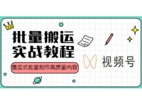 《视频号批量搬运实战》操作运营赚钱教程