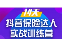 14天抖音保险达人实战训练营，手把手教你从0打造爆款短视频