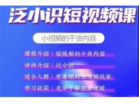 泛小识《短视频干货内容电商课》